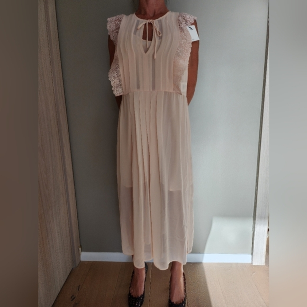 Sandro Cream Lace Detail Dress